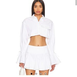 Camila Coelho Luz Cropped Shirt in White size XS